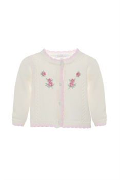 Cardigan Blommor - Offwhite