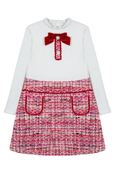 Klännning Rosett - vit/röd