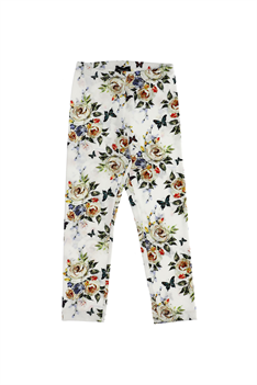 Legging Blomtryck - Vit