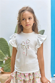 T-shirt Broderi (offwhite/rosa)