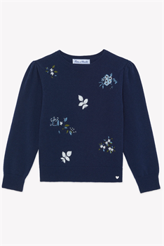 Tröja Blommor - Marin