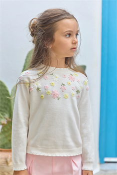 Tröja Blommor - Offwhite